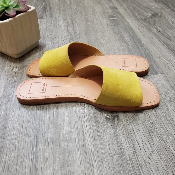 Dolce Vita Yellow Slide Sandals - Picture 7 of 14